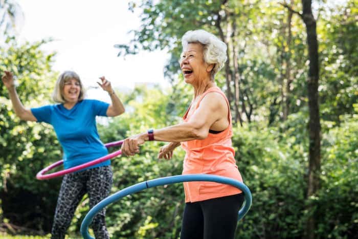 seniors hula hooping